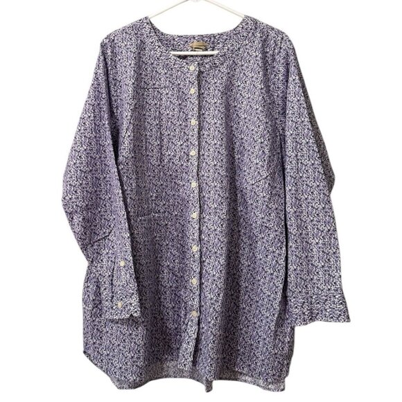Duluth Trading Shirt Women Size 2X Purple Floral Button Up Casual Comfort - Picture 1 of 12